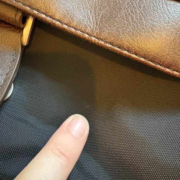 Derek Alexander Crossbody Purse Black Nylon Material Brown Trim - Picture 16 of 16